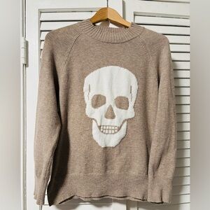 Michele Tan Crewneck Sweater with Skull Design
